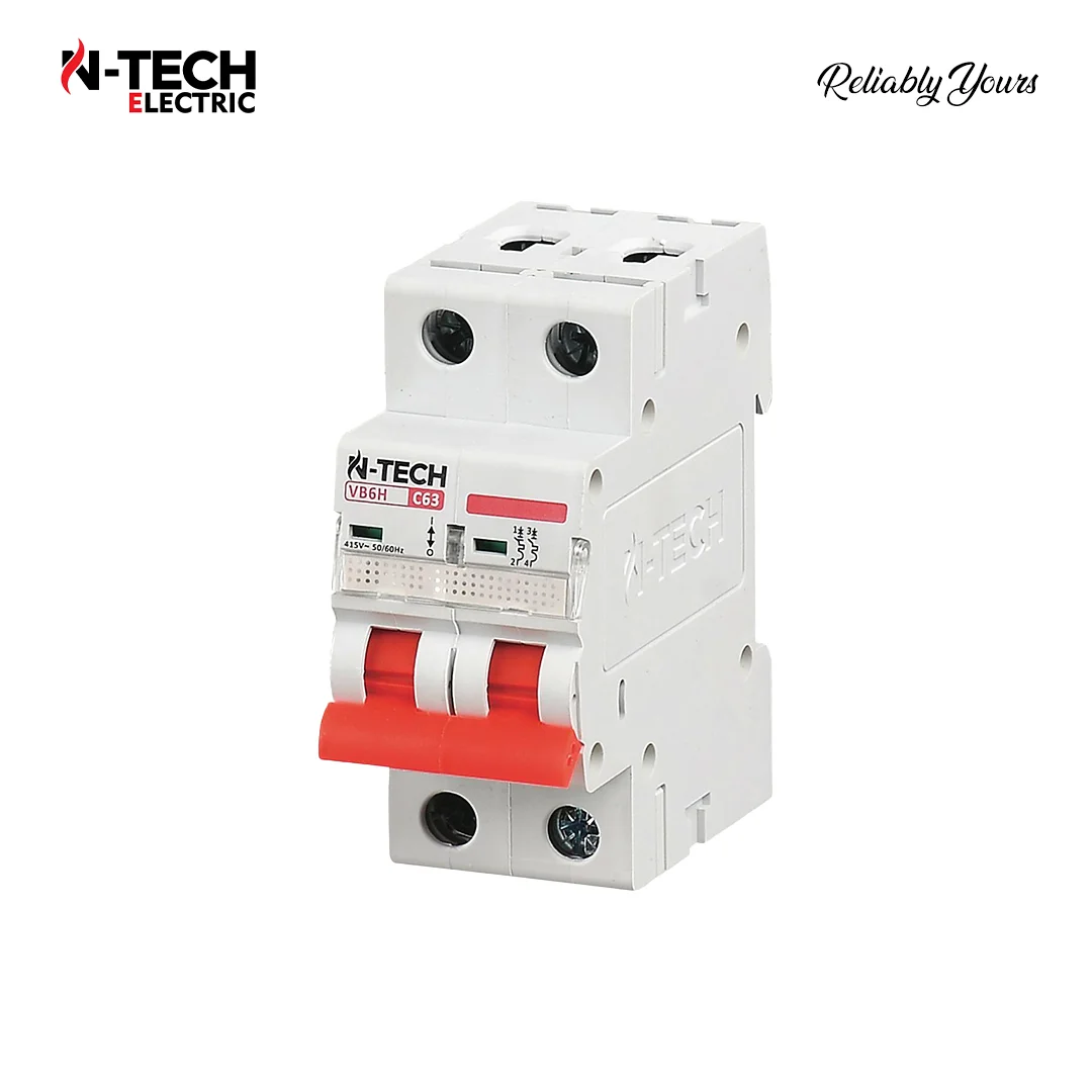 AC MCB 2 Pole 16A–63A Miniature Circuit Breaker