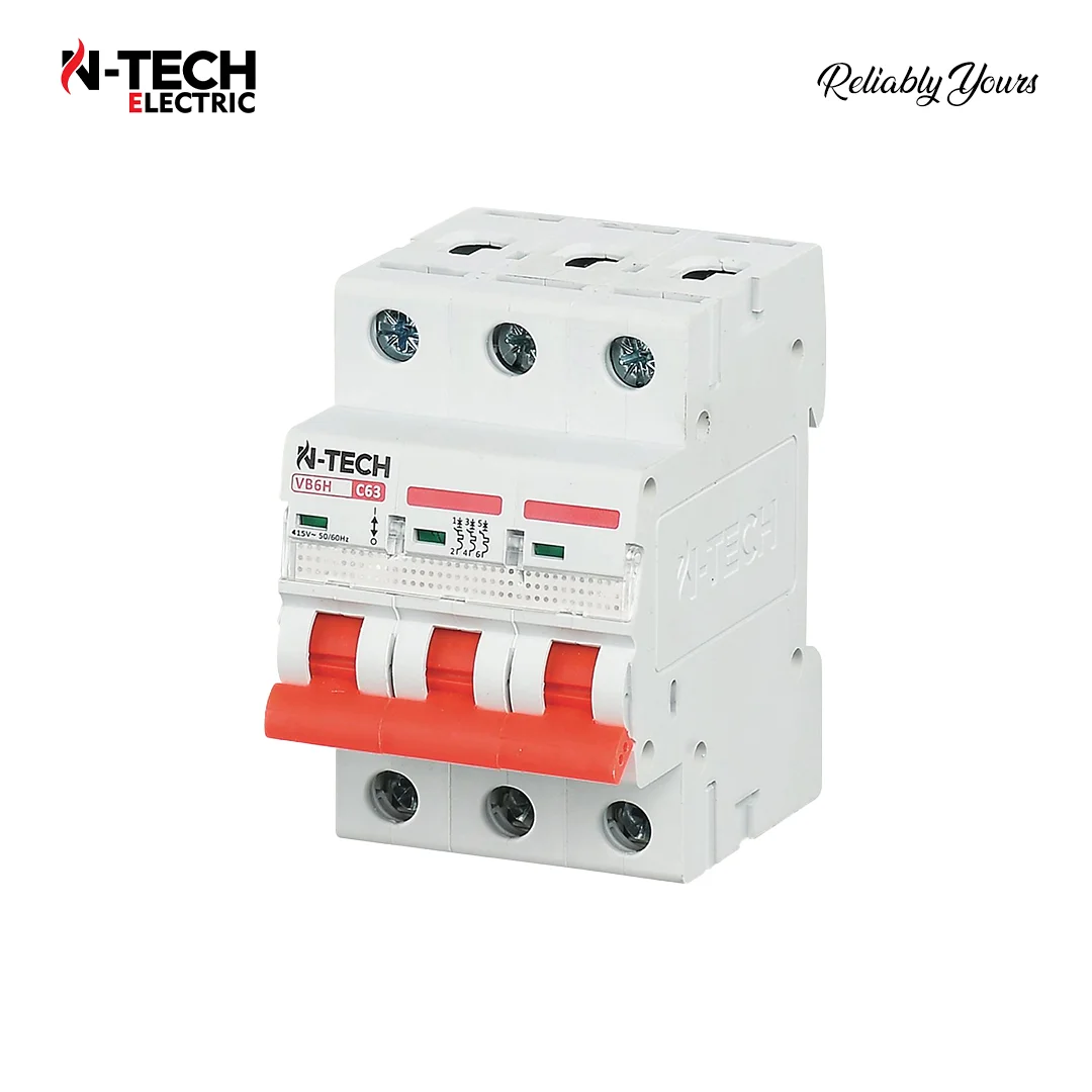 AC MCB 3 Pole 6A–63A Miniature Circuit Breaker