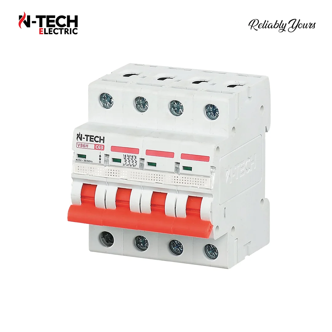 AC MCB 4 Pole 32A–63A Miniature Circuit Breaker
